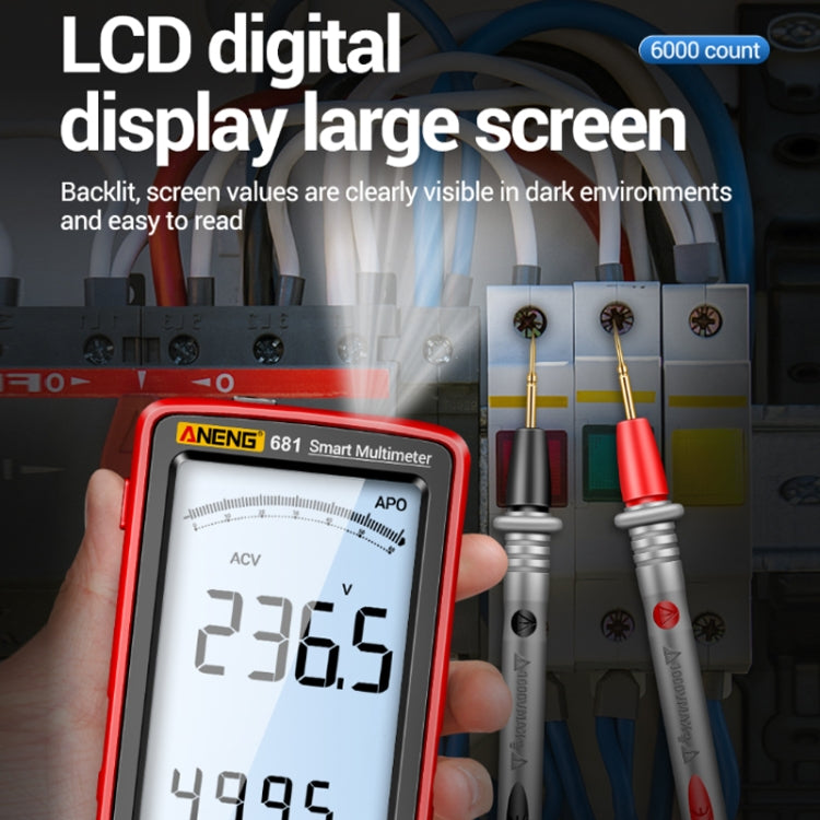 ANENG 681 LCD Digital Display Screen Smart Automatic Range Rechargeable Multimeter(Black) - Digital Multimeter by ANENG | Online Shopping UK | buy2fix