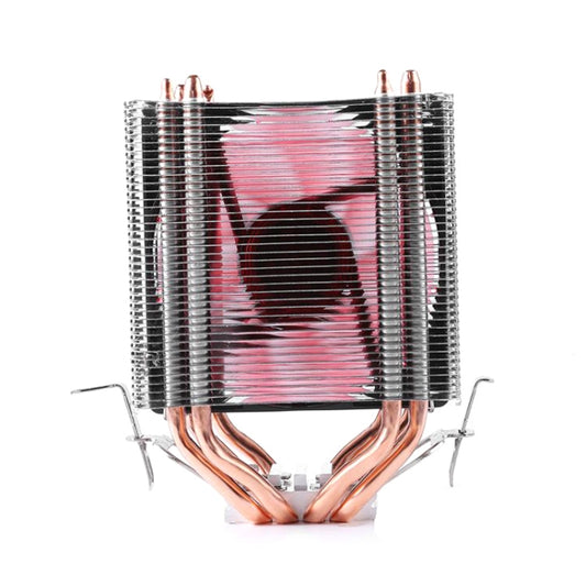 Desktop Computer 4 Copper Tube CPU Radiator Super Quiet Red Light 3-pin Single Fan - Fan Cooling by buy2fix | Online Shopping UK | buy2fix