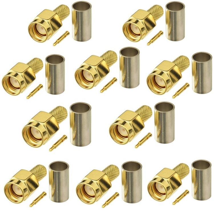 10pcs SMA Male Plug Connector Crimp For RG58 / LMR195 / RG142 / RG400 -  by buy2fix | Online Shopping UK | buy2fix