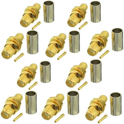 10pcs SMA Female Plug Connector Crimp For RG58 / LMR195 / RG142 / RG400 -  by buy2fix | Online Shopping UK | buy2fix