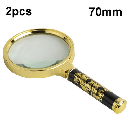 2pcs Elderly Reading Books Handheld Magnifier, Diameter:70mm(Non-removable Handle) - Consumer Electronics by buy2fix | Online Shopping UK | buy2fix