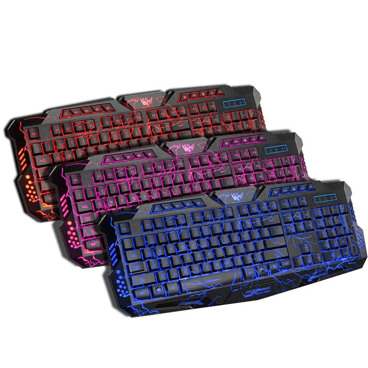 HXSJ J60 Crack Three-color Backlit Keyboard And Colorful Backlit Mouse Set(English Keyboard + Cracked Mouse) - Wired Keyboard by HXSJ | Online Shopping UK | buy2fix