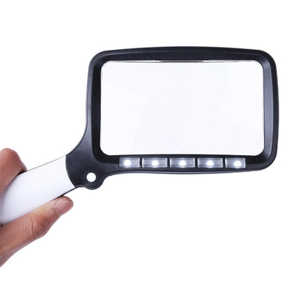 2X Handheld Folding Five LED Lights For Elderly People Reading Newspapers HD Acrylic Optical Lens Magnifying Glass - Consumer Electronics by buy2fix | Online Shopping UK | buy2fix