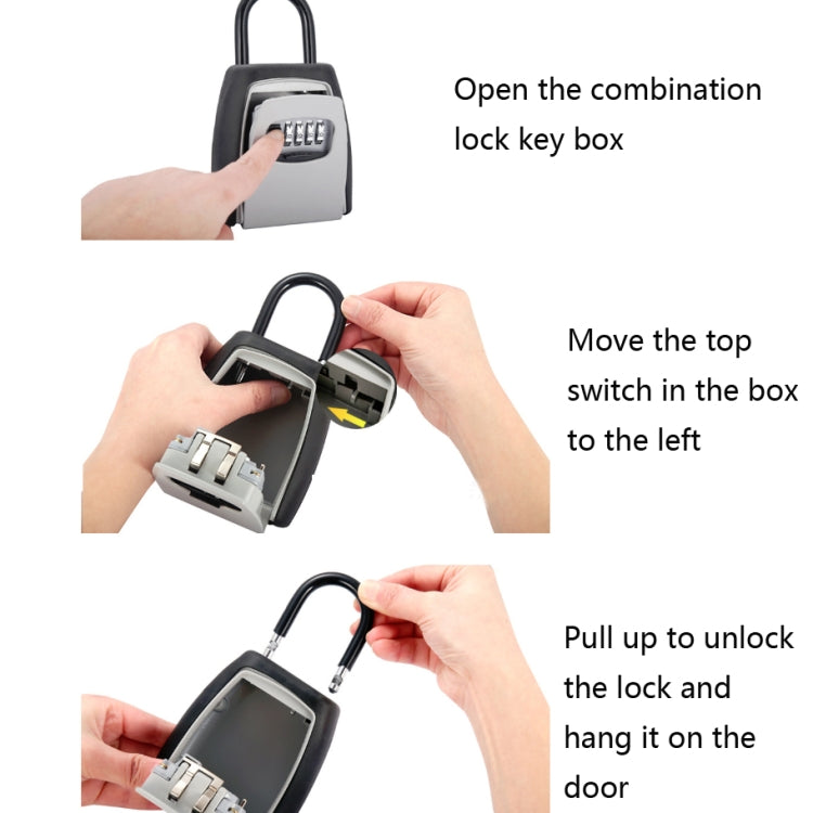 Password Key Box Four-digit Password Lock Padlock Type Free Installation Key Lock Box - Security by buy2fix | Online Shopping UK | buy2fix