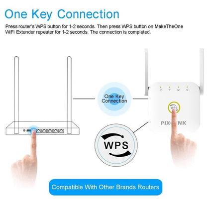 PIX-LINK WR22 300Mbps Wifi Wireless Signal Amplification Enhancement Extender, Plug Type:US Plug(Black) - Wireless Routers by PIX-LINK | Online Shopping UK | buy2fix