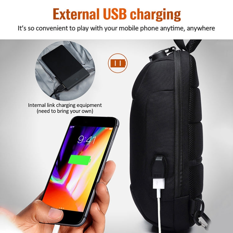 OZUKO 9223 Anti-theft Men Chest Bag Waterproof Crossbody Bag with External USB Charging Port, Style:Large Size(Black) - Outdoor & Sports by Ozuko | Online Shopping UK | buy2fix