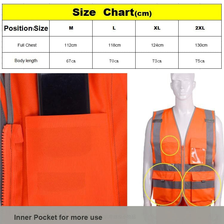 Multi-pockets Safety Vest Reflective Workwear Clothing, Size:XL-Chest 124cm(Yellow) - Reflective Safety Clothing by buy2fix | Online Shopping UK | buy2fix