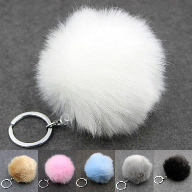 Simple Key Chain Fur Ball Pompon Keychain Pompom Artificial Rabbit Fur Animal Keychains for Woman Car Bag Key Rings(khaki) - Key Rings by KOOROL | Online Shopping UK | buy2fix