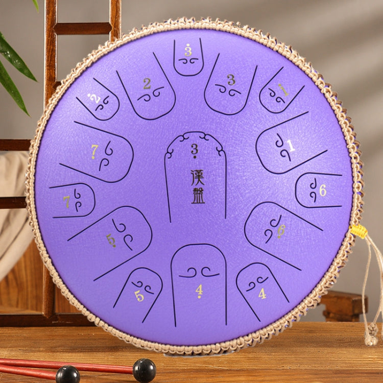 15-Tone Ethereal Drum 14-Inch Steel Tongue Drum Hollow Drum Sanskrit Drummer Disc(Purple) - Percussion Instruments by buy2fix | Online Shopping UK | buy2fix