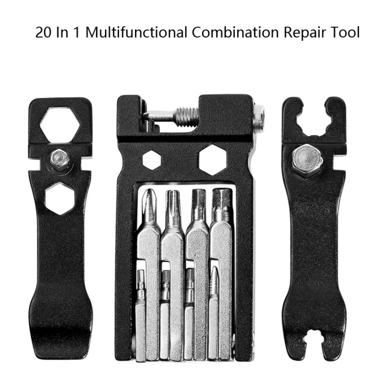 20 in 1 Cycling Repair Tool Multifunctional Household Appliances Repair Tool Bicycle Compact Repair Wrench(Black) - Outdoor & Sports by buy2fix | Online Shopping UK | buy2fix