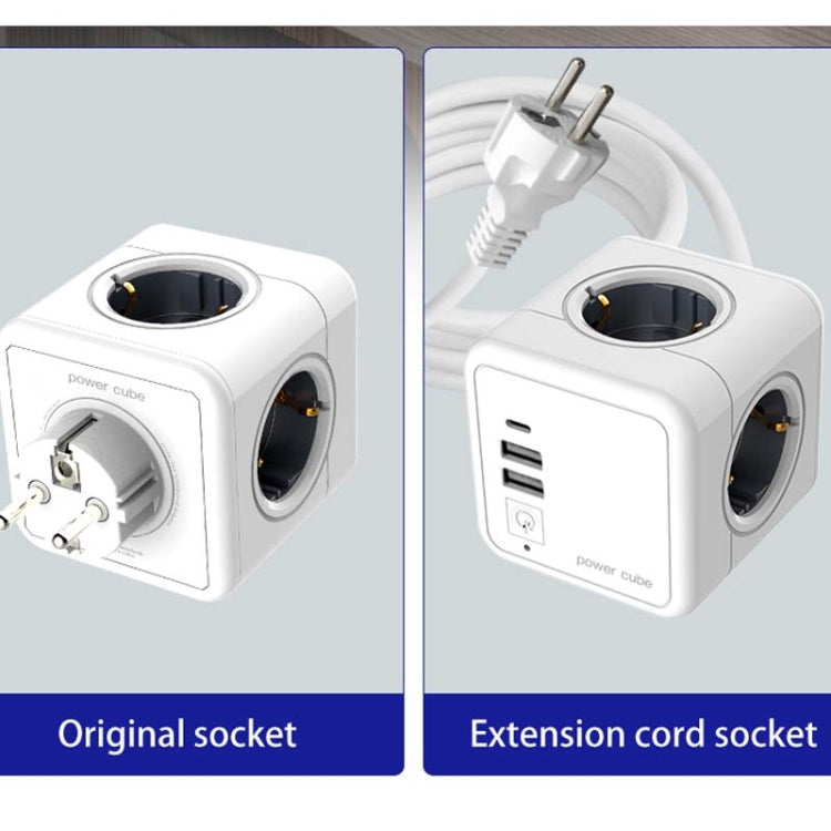 Creative Power Cube Socket Conversion Socket, EU Plug 1.5m Blue+U+ Switch - Consumer Electronics by buy2fix | Online Shopping UK | buy2fix