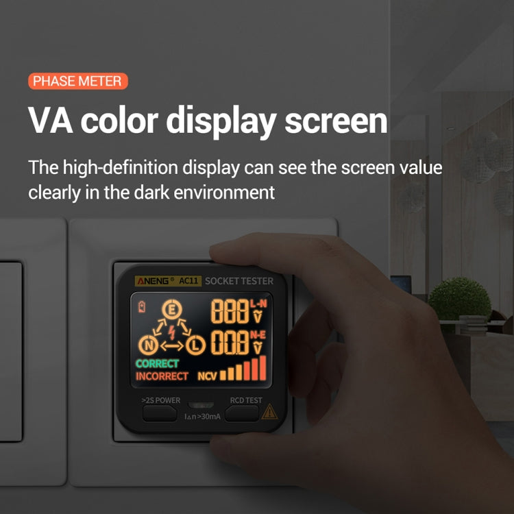 ANENG AC11 Multifunctional Digital Display Socket Tester Electrical Ground Wire Tester(US Plug) - Current & Voltage Tester by ANENG | Online Shopping UK | buy2fix