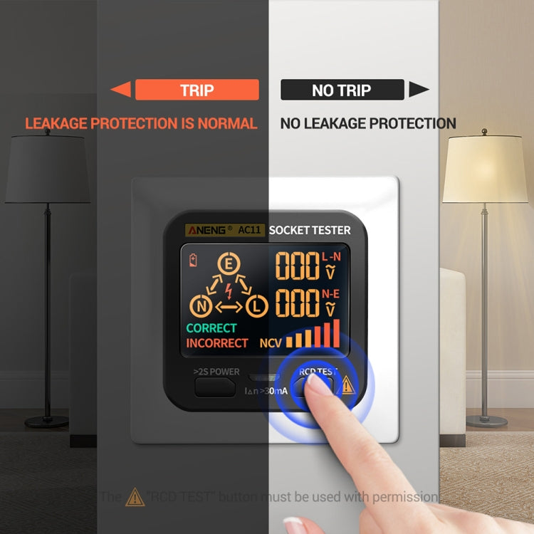 ANENG AC11 Multifunctional Digital Display Socket Tester Electrical Ground Wire Tester(UK Plug) - Current & Voltage Tester by ANENG | Online Shopping UK | buy2fix