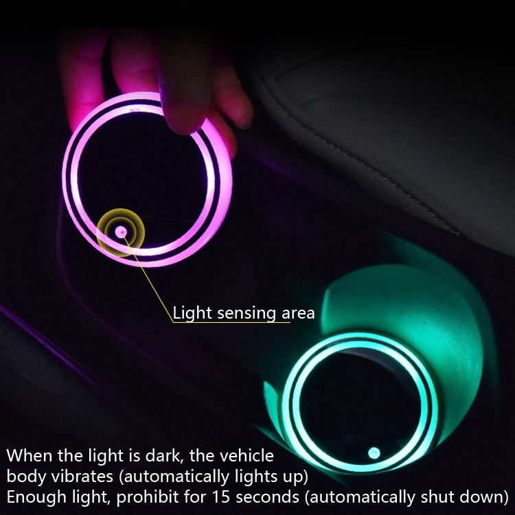 2 PCS Car LED Luminous Water Coaster Car Atmosphere Light USB Charging Non-Slip Coaster - Car Drink Holders by buy2fix | Online Shopping UK | buy2fix