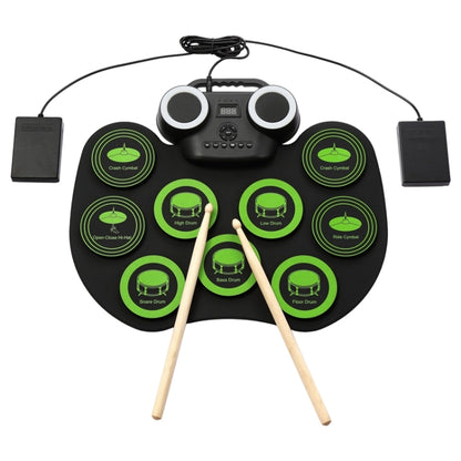 Portable Hand Roll Electronic Drum Flashing Light Bluetooth Drum(Icon Version + Black Green) - Percussion Instruments by buy2fix | Online Shopping UK | buy2fix