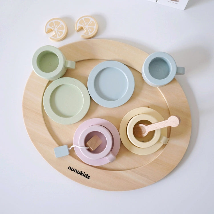 NUNUKIDS Wooden Cake Toy Afternoon Tea Children Pretend Play Toys Tea Set - Pretend Play Toys by buy2fix | Online Shopping UK | buy2fix