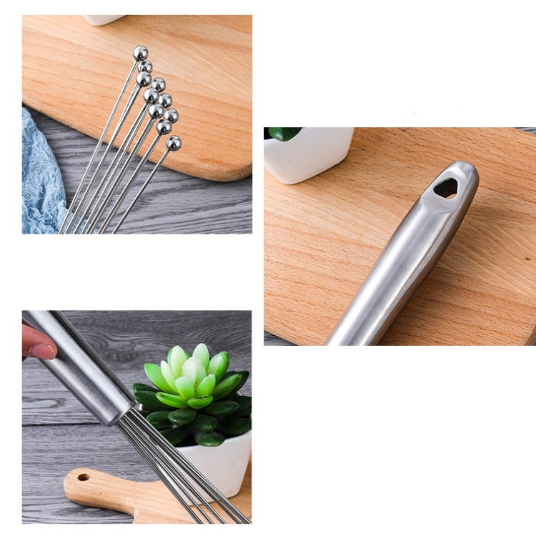 2 PCS Manual Whisk Stainless Steel Glass Bead Egg Whisk Kitchen Household Hand-Held Baking Tools Type C  10 Inch - Stirrer & Squeezer by buy2fix | Online Shopping UK | buy2fix
