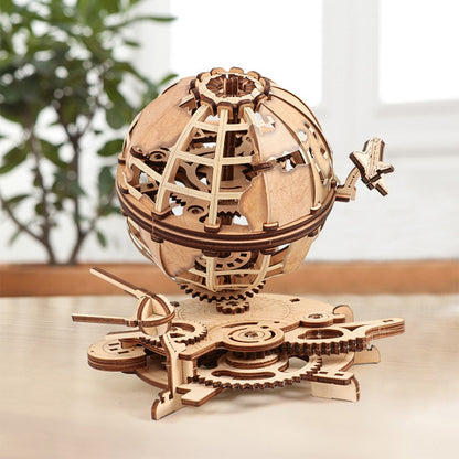 Wooden Mechanical Transmission Model Globe Office Ornaments Children Puzzle Assembly Toys(Gear Shift Globe) - Model Toys by buy2fix | Online Shopping UK | buy2fix