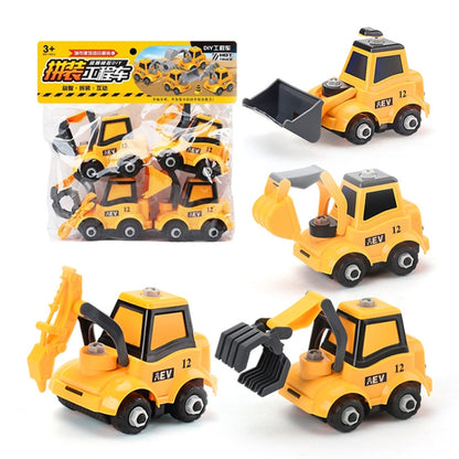 4 PCS / Set Children Educational DIY Nut detachable Inertia Car Model Education Toy(Engineering Vehicle) - Model Toys by buy2fix | Online Shopping UK | buy2fix