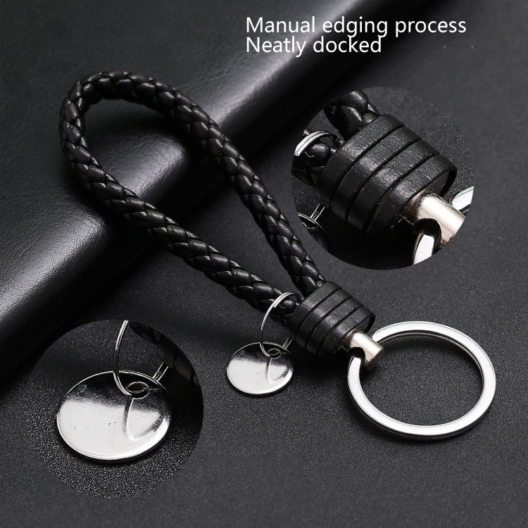 100 PCS Woven Leather Cord Keychain Car Pendant Leather Key Ring Baotou With Small Round Piece(Brown) - Key Rings by buy2fix | Online Shopping UK | buy2fix