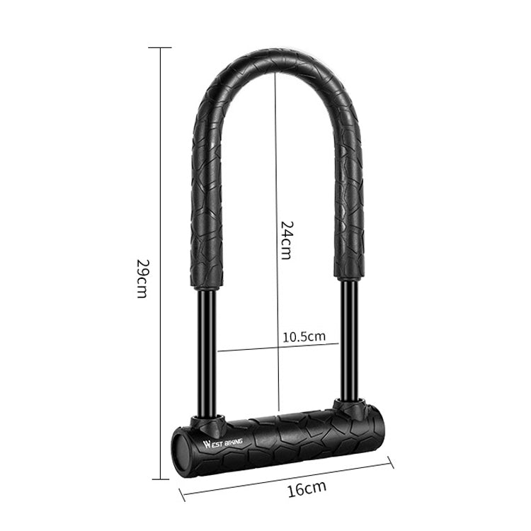 WEST BIKING Bicycle Lock Motorcycle Electric Car Anti-Theft Lock, Specification: Long U-shaped Lock+Cable - Bicycle Locks & Bicycle Pumps by WEST BIKING | Online Shopping UK | buy2fix