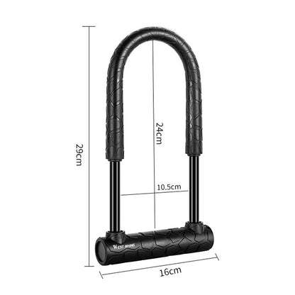 WEST BIKING Bicycle Lock Motorcycle Electric Car Anti-Theft Lock, Specification: Long U-shaped Lock+Cable - Bicycle Locks & Bicycle Pumps by WEST BIKING | Online Shopping UK | buy2fix