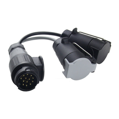 VC1014 13P Transfer Double 7P Trailer Connector Cable Car Plug Socket Conversion Plug EU Plug - Terminal connectors by buy2fix | Online Shopping UK | buy2fix