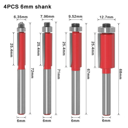 3 PCS Woodworking Engraving Milling Cutter Trimming Machine Alloy Cutter Head, Model: 6mm Handle 4PCS/Set - Others by buy2fix | Online Shopping UK | buy2fix