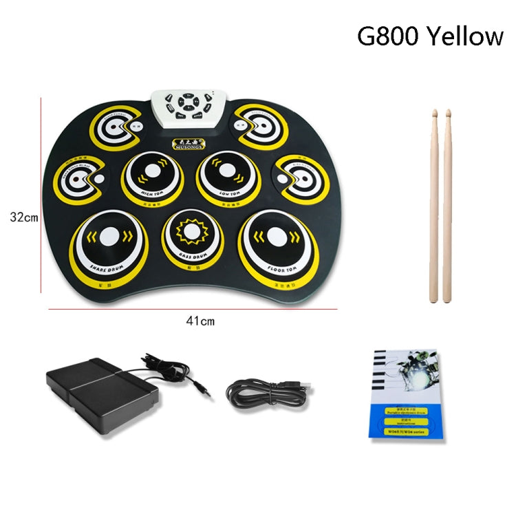 Silicone Folding Portable Hand-Rolled Drum DTX Game Strike Board(G800 Yellow) - Percussion Instruments by buy2fix | Online Shopping UK | buy2fix