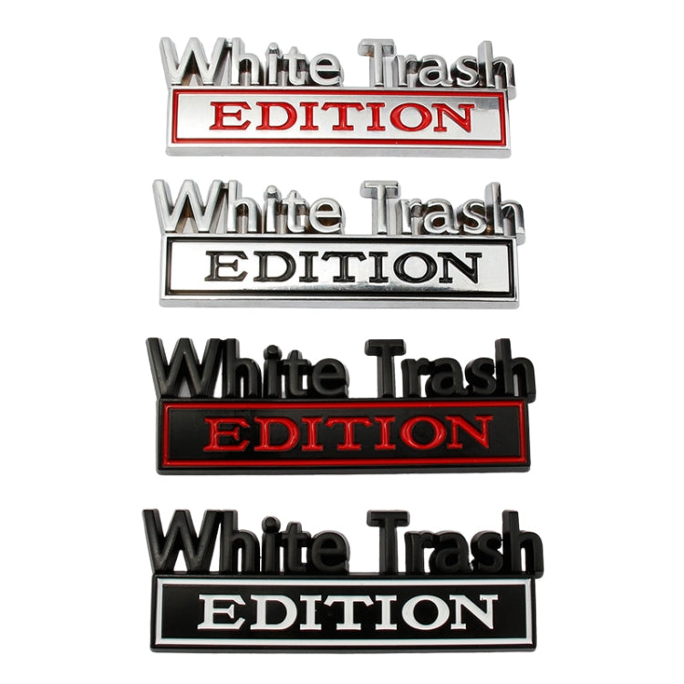 2 PCS Car Metal Modification Standard White Trash Edition Car Label Stickers(Silver Red) - Decorative Sticker by buy2fix | Online Shopping UK | buy2fix