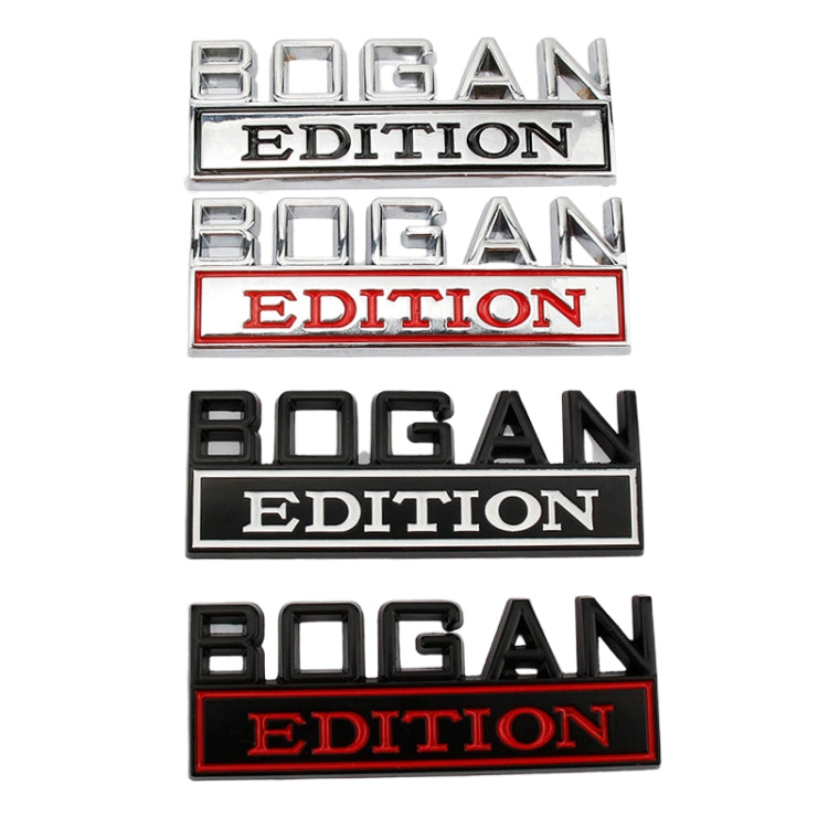 2 PCS Modified Side Door Metal Car Stickers Bogan Edition Label Leaf Board Nameplate Label(Silver Black) - Decorative Sticker by buy2fix | Online Shopping UK | buy2fix