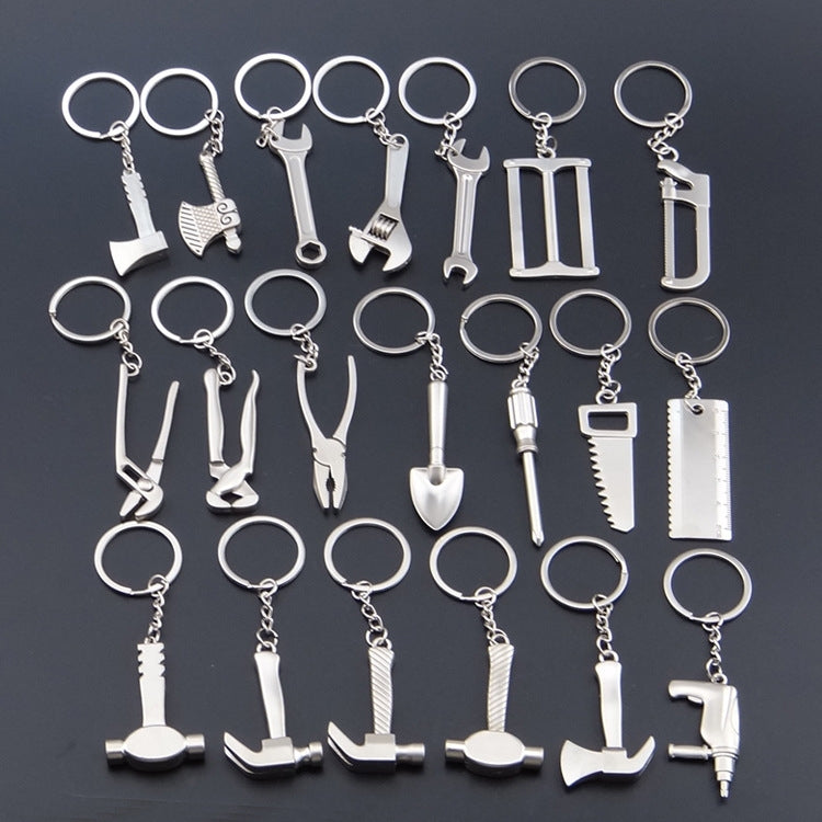 10 PCS Tool Metal Keychain Car Key Ring Pendant, Colour: H-394 Unilateral Pattern Hammer - Key Rings by buy2fix | Online Shopping UK | buy2fix