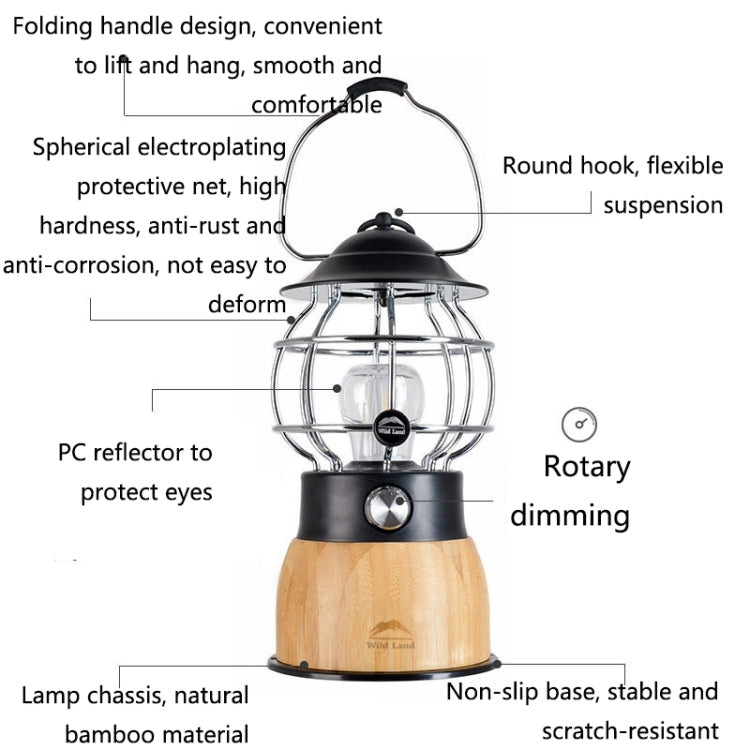 Wild Land Outdoor Camping Lighting Multifunctional LED Retro Portable Atmosphere Light(Black) - Camping Lighting by buy2fix | Online Shopping UK | buy2fix