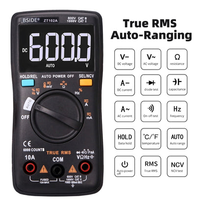 BSIDE ZT102A LCD Display 6000 Words AUTO Intelligent Gear Automatic Range Digital Multimeter - Digital Multimeter by BSIDE | Online Shopping UK | buy2fix