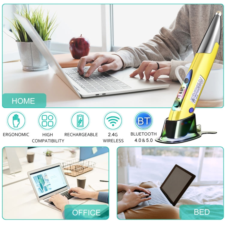 PR-A19 2.4GHz Wireless Charging Bluetooth Mouse Pen Type Shining Quiet Mouse(Blue) - Wireless Mice by buy2fix | Online Shopping UK | buy2fix