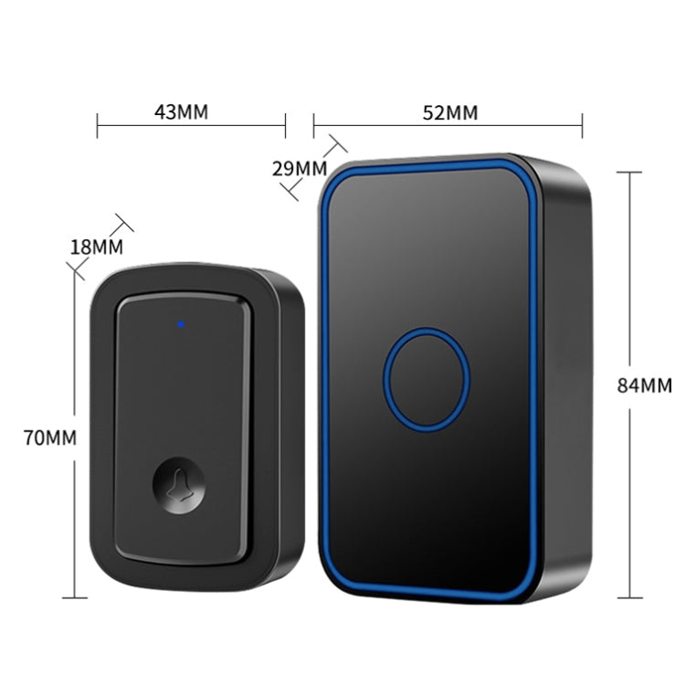 CACAZI  A19 1 For 3  Wireless Music Doorbell without Battery, US Plug(Black) - Wireless Doorbell by CACAZI | Online Shopping UK | buy2fix