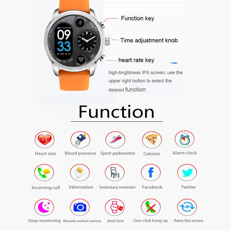 T3 Dual Display Smart Watch For Men IP68 Waterproof Fitness Bracelet 15 Days Standby Business Smartwatch Activity Tracker(Gray) - Smart Wear by LEMFO | Online Shopping UK | buy2fix