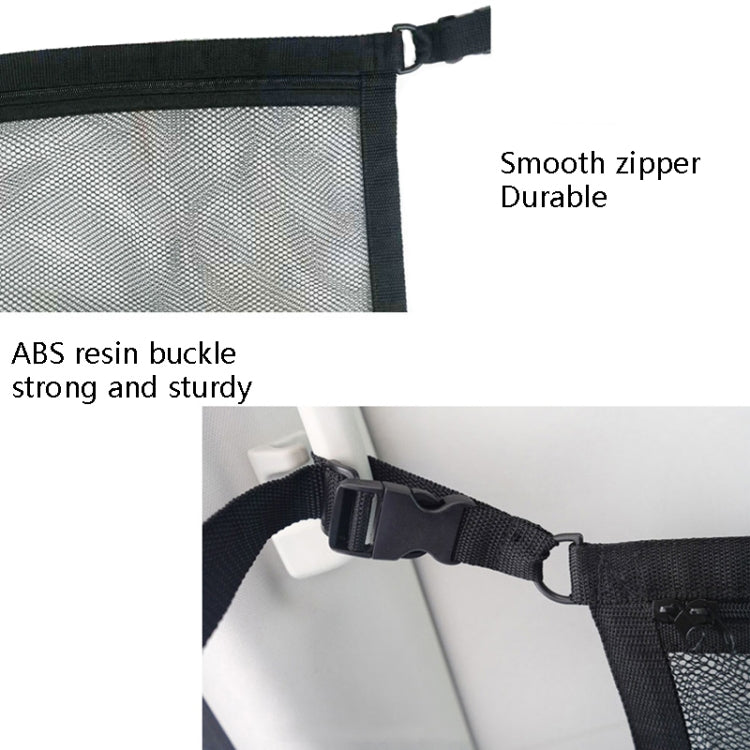 Adjustable Hanging Car Inside Roof Luggage Clothing Storage Net Bag Car Storage Network Pocket, Size: 90x65cm(Double Zipper+Webbing (Black+Green)) - In Car by buy2fix | Online Shopping UK | buy2fix