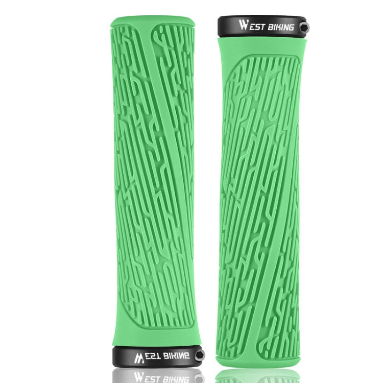 1 Pair WEST BIKING YP0804061 Bicycle Anti-Slip Shock Absorber Grip Mountain Bike Rubber Handlebar Cover(Grass Green) - Outdoor & Sports by WEST BIKING | Online Shopping UK | buy2fix