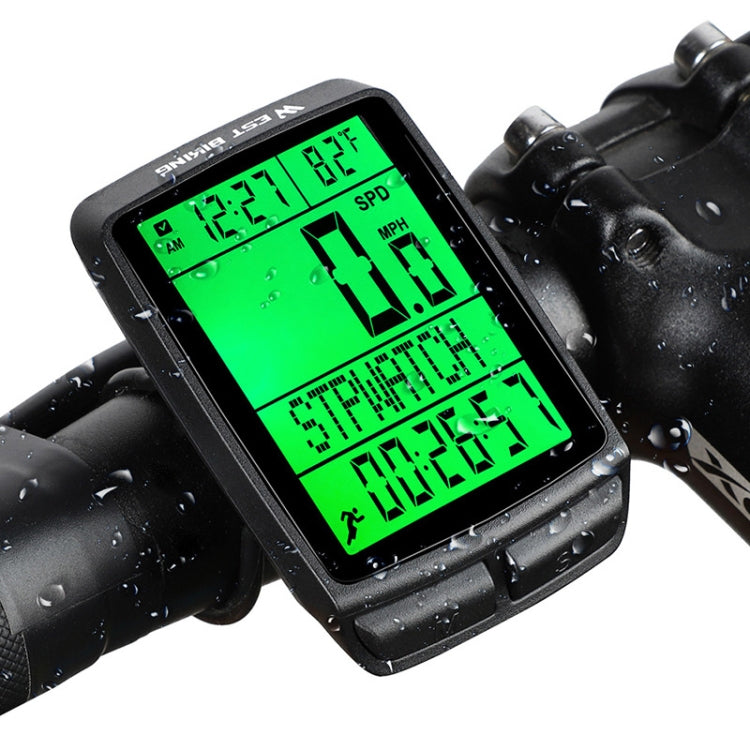 WEST BIKING 5 Languages Bicycle Waterproof Backlight Multifunction Wireless Odometer Speedometer(Black) - Speedometers by WEST BIKING | Online Shopping UK | buy2fix