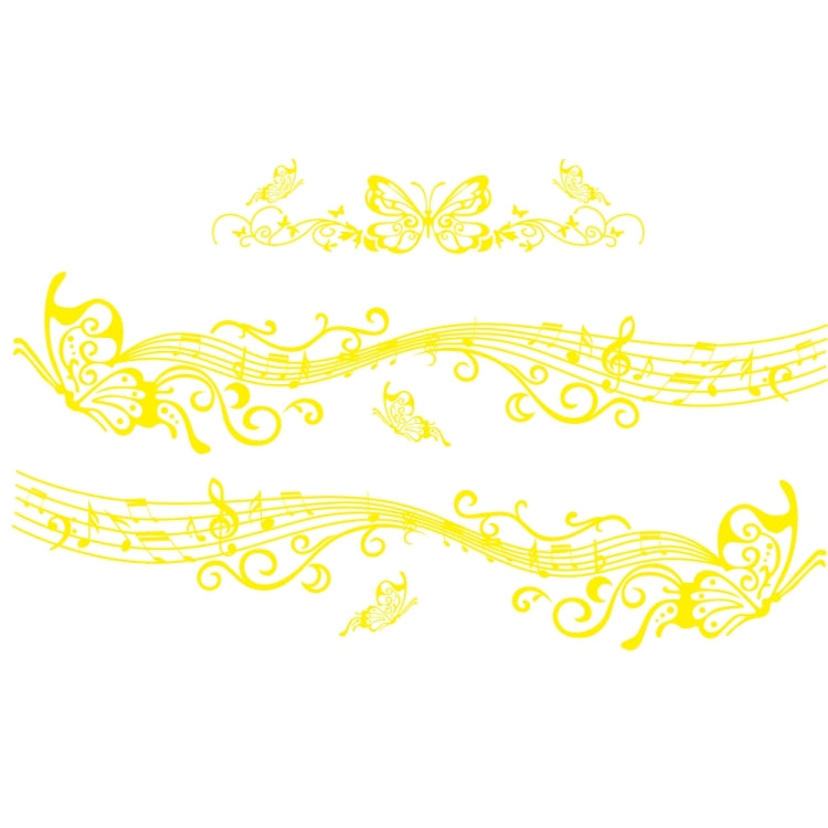 D-347 Butterfly Note Car Sticker Sheet Music Waist Line Body Sticker(Yellow) - In Car by buy2fix | Online Shopping UK | buy2fix