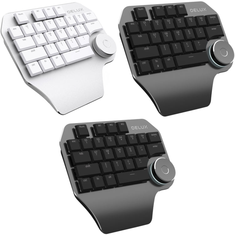 DELUX T11 29 Keys Single-Hand Keyboard Shortcut Key Speech Tool Flat Keyboard, Colour: Silver - Wired Keyboard by DELUX | Online Shopping UK | buy2fix