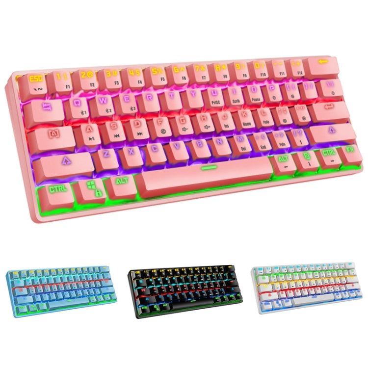 LEAVEN K28 61 Keys Gaming Office Computer RGB Wireless Bluetooth + Wired Dual Mode Mechanical Keyboard, Cabel Length:1.5m, Colour:   Red Axis (Black) - Wireless Keyboard by LEAVEN | Online Shopping UK | buy2fix