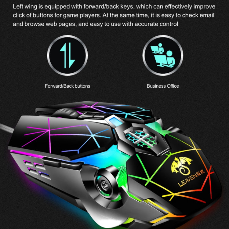 LEAVEN 7 Keys 4000DPI USB Wired Computer Office Luminous RGB Mechanical Gaming Mouse, Cabel Length:1.5m, Colour: S10 Black - Wired Mice by LEAVEN | Online Shopping UK | buy2fix