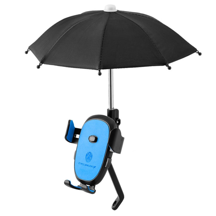 CYCLINGBOX BG-2935 Bicycle Mobile Phone Bracket With Umbrella Waterproof Navigation Electric Car Mobile Phone Frame, Style: Rearview Mirror Installation (Blue) - Holders by CYCLINGBOX | Online Shopping UK | buy2fix