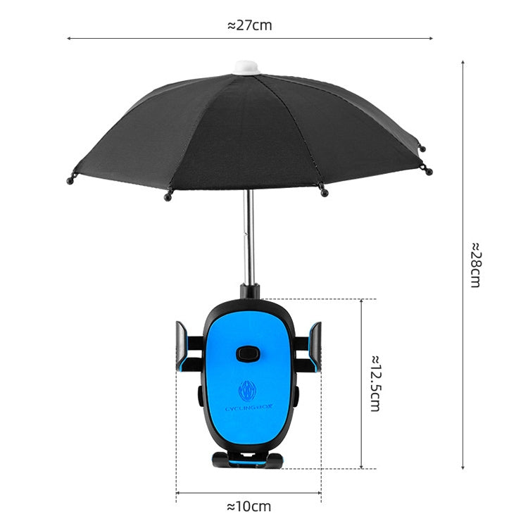 CYCLINGBOX BG-2935 Bicycle Mobile Phone Bracket With Umbrella Waterproof Navigation Electric Car Mobile Phone Frame, Style: Rearview Mirror Installation (Blue) - Holders by CYCLINGBOX | Online Shopping UK | buy2fix