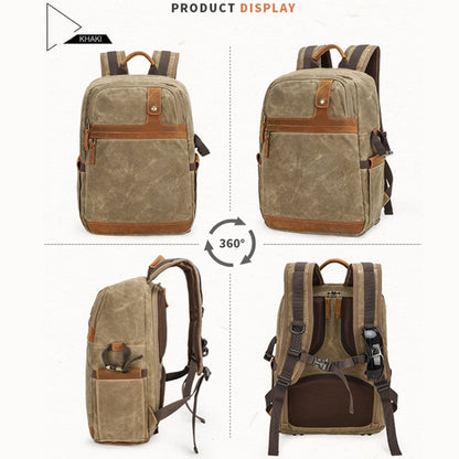 D1383 Outdoor SLR Digital Camera Backpack Waterproof Batik Canvas Camera Bag(Gray) - Camera Accessories by buy2fix | Online Shopping UK | buy2fix