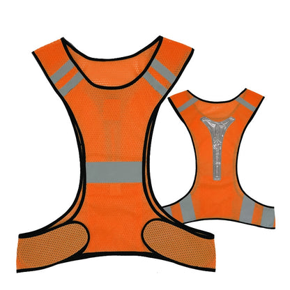 Sports Reflective Vest Night Running Outdoor Reflective Clothing Traffic Safety Reflective Vest,Style: With Led(Orange Red) - In Car by buy2fix | Online Shopping UK | buy2fix