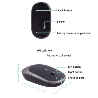 M030 4 Keys 1600DPI Laptop Office Mute Mouse, Style: Dual Mode (Pink) - Wireless Mice by buy2fix | Online Shopping UK | buy2fix