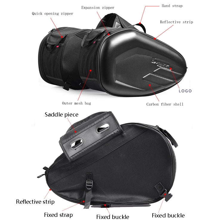 GHOST RACING GR-MAB01 Motorcycle Saddle Bag Locomotive Bilateral Helmet Travel Cycling Bag(Black) - In Car by GHOST RACING | Online Shopping UK | buy2fix